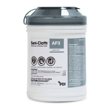 Wipes Surface Disinfectant Germicidal Sani-Cloth® AF3 Surface Disinfectant Cleaner Premoistened Germicidal Manual Pull Wipe 160 Count Canister Mild Scent NonSterile (160/TB 12TB/CS) by PDI - Professional Disposables  ID P13872